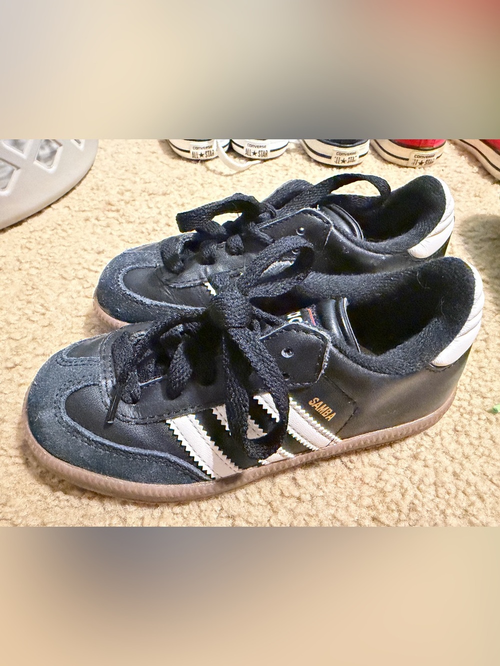 Adidas Kids' Samba Leather Sneaker in Black/White size 11 new